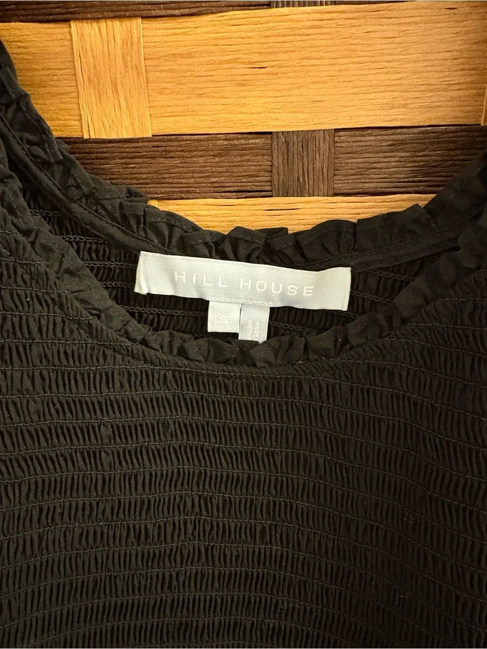 Hill House Black Aiko Smocked Top with Puff Sleeves